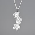 Miniatyrbillede 3 af 5: Ægte 925 Sterling Sølv Lang Elegant Forglemmigej Blomster Vedhæng Mode Smykker Kæder og Halskæde til Kvinder Gave mix colour pendant and chain