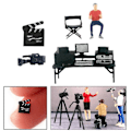 Miniatyrbild 3 av 5: 1/64 Handmålad Figur Filmningsscen Utrustning Rekvisita för Scenmodell Sagotravgårdslayout Diorama Skrivbordsdekoration Tillbehör S-Spår