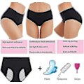 Miniatyrbilde 3 av 5: Black Friday 5pc Menstruasjonsundertøy Kompatibel Kvinner Lekkasjesikker Bomull Dametruser Briefs FF R 5pcs