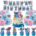 Pikkukuva 4 / 5: Sininen ommel Syntymäpäiväjuhlat Koristeet Piirretty Lilo Ja Stitch Teema Astiastosetti Kupit Lautasia Ilmapallo Lapsi Juhlatarvikkeet 5pcs set