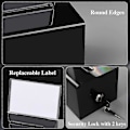 Miniatyrbillede 4 af 5: 1 Pak Acryl Donation Box med Lås, Sort Stemmeboks med Skilt Holder, Forslagboks til Fundraising