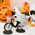 Pikkukuva 5 / 5: Halloween-aave ja vaaleanpunainen kurpitsakoriste, söpö aave pyöräilee patsas, pelottava hartsipöytäpatsas, käsintehty hauska aavekoriste -CHN
