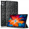Miniatyrbillede 1 af 2: Litchi Texture Tri-fold Auto Wake / Sleep PU Cover Sort For Lenovo Tab P11 Pro Tb-j706f / J716 Sort