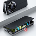 Miniatyrbild 3 av 5: Magnetiskt Skyddande Fodral för Oneplus Open Flip Case, Minimalistiskt Läder Kickstand Cover Helkroppsskyddande Telefonfodral black
