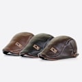 Miniatyrbillede 3 af 5: 50% RABAT, Mænd Justerbar PU Læder Ivy Cap Newsboy Hat Fiskeri Hat Cool Rejse Gå Vandreture khaki