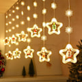 Miniatyrbilde 1 av 4: Julepynt Lys Pentagram Gardinlys LED Lanterner Isstripe Lys Snømann Julenissen Lys b