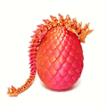 Miniatyrbild 4 av 5: 3D-tryckt Draks Leksaks Ornament med Ägg Snygg Dekoration för Skrivbord Present till Födelsedag Påsk silk red