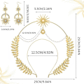 Miniatyrbilde 5 av 5: Gudinne Halo Krone Rhinestone Måne Blad Krone Hodebånd Tiara Måne Boho Hodeplagg med Måne Stjerne Dangle Øredobber for Kvinner Jenter