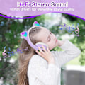 Miniatyrbillede 5 af 5: Nye Kids Bluetooth-hovedtelefoner foldbare med LED-lys Lilla