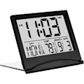 Miniatyrbild 1 av 2: Digital Klocka LCD Väckarklocka Vikbar - Bordsklocka med Temperatur- och Datumvisning - Digital Väckarklocka Batteridriven - Svart