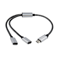 Miniatyrbild 1 av 5: USB C Hane till 2 USB C Hona Kabeladapter Hörlurar Typ C Laddningsadapter 480 Mbps Dataöverföring 30 cm/11,81 tum
