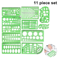Pikkukuva 1 / 5: Piirustusstencil 11 ympyrämallia Taktiikkastencil Piirustusstencil