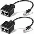 Miniatyrbillede 1 af 5: RJ45 Ethernet Kabel 2 stk Netværksadapter Ethernet Splitter Adapter Ethernet Forlængeradapter Dobbelt Netværkssplitter Passer til Cat5 Cat5e Cat6 Cat7...