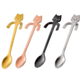 Miniatyrbillede 1 af 5: 4 stk. Katte Kaffe Teskeer - Mini Killing Skeer til Dessert, Kaffe, Te - Rustfrit Stål, 4 Farver