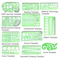 Pikkukuva 3 / 5: Piirustusstencil 11 ympyrämallia Taktiikkastencil Piirustusstencil