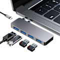 Miniatyrbild 1 av 4: Dubbel typ-c-hub + usb3.0 + PD-laddningsdocka macbook-konverterare