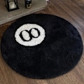 Miniatyrbillede 5 af 5: Sort Rundtæppe, Billardkugle Tæppe, 8-Ball Blødt & Plysset Sort Tæppe Soveværelses Dekoration, Sort Cirkel Tæppe til Stue Hjemmeindretning 60*60