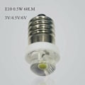 Miniatyrbilde 4 av 5: 3/4.5/6V 0,5W Lommelyktpære 6000K Hvit LED E10 Sokkel 6V