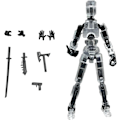 Miniatyrbild 1 av 5: T13 Actionfigur, Titan 13 Actionfigur med 4 typer av vapen och 3 typer av händer, T13 3D-tryckt multiledad Actionfigur Transparent
