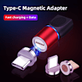 Miniatyrbillede 3 af 4: USB Type C Magnetisk Adapter 360° Rotationsbar Magnetisk Telefonkabeladapterkontakt