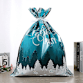 Miniatyrbilde 2 av 2: 10 stk Juleposer Gjenbrukbare Store Julegaveposer Snøring Gavepose (Blå 44*57cm)