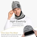 Miniatyrbillede 2 af 5: Huer & Halsvarmer Sæt til Mænd & Kvinder Vinter Beanie Hat Tyk Fleeceforet Skuldehat Halsvarmer til Mænd Kvinder Light Gray