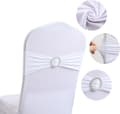 10-pack (Vit) Spandex Elastiska Stolband med Rosetter - Elastiska Stolöverdrag