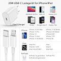 Miniatyrbillede 7 af 8: 2-pak - iPhone-oplader - Hurtig oplader - Adapter + Kabel 20W Hvid one size 2-pak iPhone