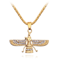 Miniatyrbillede 1 af 4: Halskæde med vedhæng i guld farve Zoroastrian Farvahar Vinger - Legering Zoroastrianisme Persisk Achaemenian Mænds Smykker