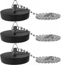 Diskpropp - Diskbänkslock - Diskbänksplugg - 3 st - Avloppspropp - Rostfri stålkedja på 40 cm - Diameter 45 mm - Diskbänksplugg - Badrumsavlopp