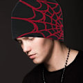 Miniatyrbillede 3 af 5: Spider Web Cap Beanie Uldblendt Hætte Y2k Street Cap Vinter Varmt Hat Mode Hip Hop Skull Cap Til Mænd Kvinder Rød RED