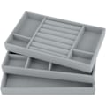 Miniatyrbild 1 av 5: Smyckeskrin Organizer Set med 3 stapelbara smyckeskrin i sammet