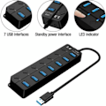 Miniatyrbild 4 av 5: USB 3.0 Hubb, Multi 7-Port USB Splitter med Oberoende Strömbrytare, Drivna USB 3.0 Hubb, Flera USB-Portar för PC, Laptop, MacBook...