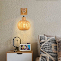Miniatyrbillede 2 af 2: jengush/BambooWallLamp-WB001-Indoor-2-Moderne Elegance: Sæt med 2, Vævet Bambusbur, Soveværelse