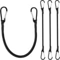 ING 4-delars set - Bagageremmar - 30 cm elastisk snodd med karbinhake - Bindremmar - Karbinhake elastisk snodd - Infällbar lina -