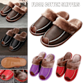 Miniatyrbillede 3 af 5: Alpha Slippers Blød Foring PU Læder Overdel Unisex Mænd Kvinder Varme Slippers Brun 42-43