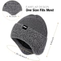 Miniatyrbilde 2 av 6: Vinterfleece Line Beanie med Øreklaff for Menn og Kvinner, Utendørs Varmt Termisk Strikket Hette Gray