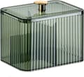 Klar Bomullspinnehållare Organizer med Lock, Bomullsrondellbehållare, Qtips Hållare Dispenser för Sovrum, M), Grön