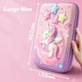 Miniatyrbild 2 av 5: Cartoon Unicorn-fodral, rosa fodral med stor kapacitet