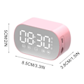Miniatyrbild 3 av 5: Trådlös Bluetooth-högtalare med FM-radio Mini bärbar kort spegel väckarklocka ljud Dubbla väckarklockinställningar för alla telefoner Heminredning...