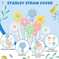 Miniatyrbilde 4 av 5: 8-pakks Universal Blomster-Sugerørstopper - Fargerik og Søt Design for Drikkevarer og Fester