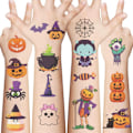 Miniatyrbilde 3 av 5: Halloween Tatoveringer for Barn - 10 Ark med Halloween Tatoveringer for Gutter og Jenter, Halloween Dekorationsgaver Halloween Serie (10 stk...