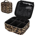Miniatyrbillede 1 af 2: Makeup rejseetui i PU-læder med leopardmønster, kosmetiktaske, organizeretui med justerbar