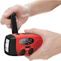 Miniatyrbild 3 av 5: Röd vevradio med solceller, ficklampa och 2000mAh Powerbank Nödr Red one size