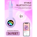 Pikkukuva 2 / 5: Flash Light Cute Cat Ears Langattomat Kuulokkeet Mikrofonilla, LED-Valoilla (Violetti)