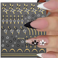 Miniatyrbild 2 av 5: 9 ark blommiga nagelkonstdekaler självhäftande vår sommar färgglada blomlinjer nageltillbehör nagelkonstdesign dekorationstillbehör