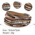 Miniatyrbillede 4 af 4: Læderarmbånd til kvinder, Boho Leopard Multilayer Krystal Perler Manchet Armbånd Smykker