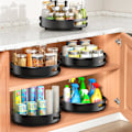 Miniatyrbilde 4 av 5: Metallstål Organizer, Roterende Krydderstativ for Pantryorganisering, Benker, 10 tommer, Mørk Svart