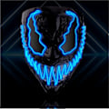 Miniatyrbillede 1 af 2: TK Gruppe Timo Klingler LED Premium Maske - Kan styres til Purge, Halloween, Karneval og Fastelavn som Kostume til Mænd og Kvinder blue