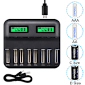 Miniatyrbillede 3 af 5: 8-kammer multifunktionel LCD smart batterilader